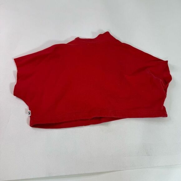 Good American Sweatshirt Womens XL (4) Cropped Chunky Pullover Short Sleeve Red - Picture 7 of 9